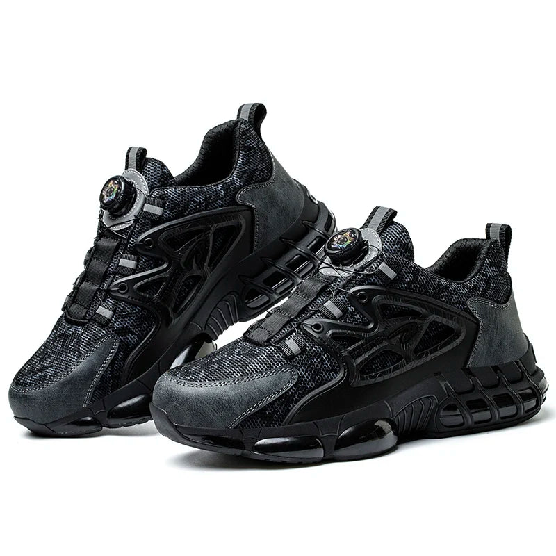 Rotating Button Protective Safety Shoes Men Steel Toe Sneakers Air Cushion Work Shoes Man Puncture Proof Work Safety Boots