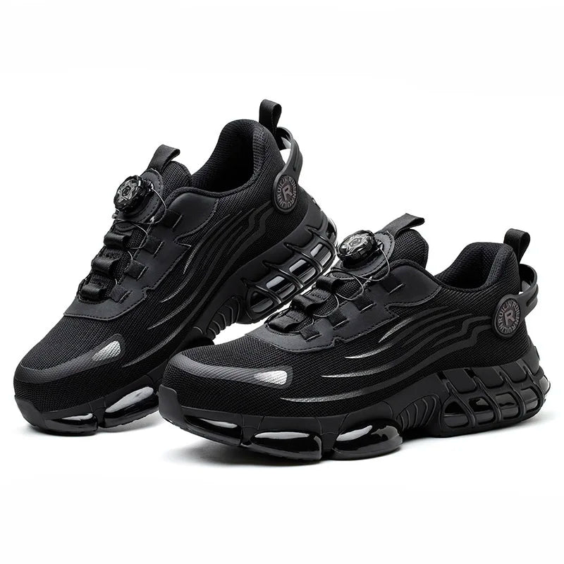 Rotating Button Protective Safety Shoes Men Steel Toe Sneakers Air Cushion Work Shoes Man Puncture Proof Work Safety Boots